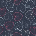 Elegant trendy seamless vector floral ditsy pattern of heart shaped eastern redbud leaves. Trendy foliage repeating pattern