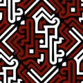 Elegant tribal ethnic ancient style black white red colors trendy seamless pattern. Ornamental beautiful ornate vector background