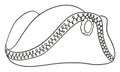 Elegant tricorne hat in outlines to coloring, Vector illustration