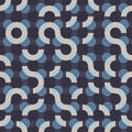 Elegant Truchet seamless vector pattern - geometric background with tiled wavy shapes and blue concentric circles. Royalty Free Stock Photo