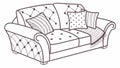 Elegant Tufted Sofa with Decorative Cushions, Living Room, vector design Generative AI Royalty Free Stock Photo
