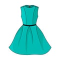 Elegant turquoise dress with black/dark gray belt template