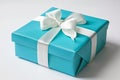 Elegant Turquoise Gift Box with Satin Ribbon Royalty Free Stock Photo