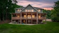 Elegant Two-Story Home with Serene Backyard Retreat. Concept Serene Backyard Retreat, Elegant Royalty Free Stock Photo