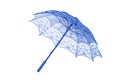 elegant umbrella used in wedding and arti with dark blue lace on white background