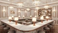 Elegant upscale lounge interior design with marble bar and luxurious lighting creating an inviting atmosphere Royalty Free Stock Photo
