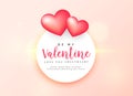 Elegant valentine`s day design with two pink hearts