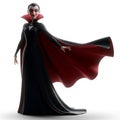 Elegant Vampire Woman in Black and Red Gown Posing Gracefully in Studio Setting Royalty Free Stock Photo