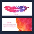 Elegant vector background with watercolor drawing feathers.