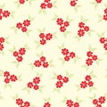 Elegant vector bright red flowers bunches on light floral seamless pattern background