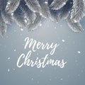 Elegant vector christmas illustation background with fir-tree branches. Merry christmass poster. Happy New Year banner