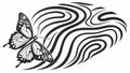 Butterfly on Abstract Swirling Lines: Natural Elegance, vector design Generative AI Royalty Free Stock Photo