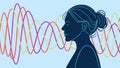Female Profile with Sound Waves Abstract Vector, vector design Generative AI Royalty Free Stock Photo