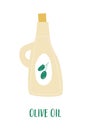 Elegant vector illustration a Mediterranean-inspired olive oil bottle in sleek, transparent design. Versatile for