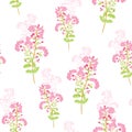 Elegant vector pink floral branches bouquets isolated on white seamless pattern background. Hand drawn elements Royalty Free Stock Photo