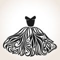 Elegant vector silhouette of isolated beautiful back dress