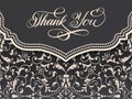 Elegant vector Thank You card. Vector invitation card with floral background and frame with flower elements and