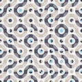 Elegant vector Truchet seamless pattern. Geometric background with random tiled wavy shapes, circles and semicircles.