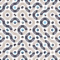 Elegant vector Truchet seamless pattern. Geometric background with random tiled wavy shapes, circles and semicircles. Royalty Free Stock Photo