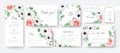 Elegant vector wedding stationery cards set. Menu, rsvp, thank you, details, tag editable template design. Pink blush rose flower Royalty Free Stock Photo