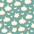 Elegant vegetable garlic seamless pattern