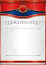 An elegant vertical blank form for creating certificates. With red inserts on a white background.
