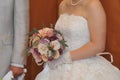 Bridal image, a wonderfully elegant and very nice event reception with a bride holding a bouquet bouquet Royalty Free Stock Photo