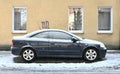 Old classic veteran dark grey-door coupe car Honda Civic sixth generation parked Royalty Free Stock Photo