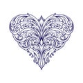 Elegant victorian flourish swirls heart ornament silhouette