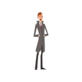 Elegant Victorian Gentleman Character in Gray Frock Coat Vector Illustration