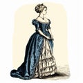 Elegant Victorian Lady In Historical Illustration Style Royalty Free Stock Photo