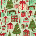 Elegant vintage christmas seamless pattern with solid pastel colors in classic vector style Royalty Free Stock Photo