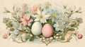 Elegant vintage Easter collage with flowers and eggs Royalty Free Stock Photo