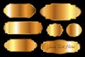 Elegant vintage gold labels set. Collection of glossy labels with fram. Luxury golden badge