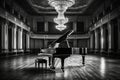 Elegant Vintage Grand Piano in Luxurious Living Room. Elegant classical music background. AI generated