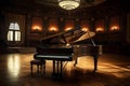 Elegant Vintage Grand Piano in Luxurious Living Room. Elegant classical music background. AI generated