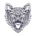 Elegant vintage ornament wolf monochrome