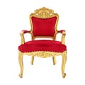 Elegant vintage red gold glittering chair, isolated on a white background. Mobile photos Royalty Free Stock Photo