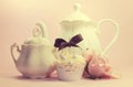 Elegant vintage retro shabby chic style afternoon or morning tea setting