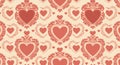 Elegant Vintage Romantic Heart Seamless Pattern Background Royalty Free Stock Photo