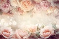 Elegant Vintage Rose Floral Background With Copy Space For Greeting Cards, Wedding Invitations Gernerative AI