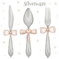 Vintage cutlery, elegant silvery illustration