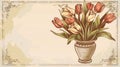 Elegant Vintage Tulip Bouquet Illustration Royalty Free Stock Photo