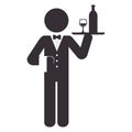 elegant waiter character icon