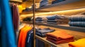 Elegant Walk-in Closet with Organized Clothing. Generative ai Royalty Free Stock Photo