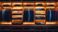 Elegant Walk-in Closet with Organized Clothing. Generative ai Royalty Free Stock Photo