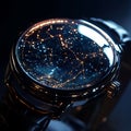 Elegant watch with a starry night design, black isolate background Royalty Free Stock Photo