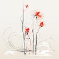 Elegant Water Poppies Illustration: Serene And Ethereal Artwork