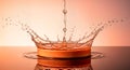 Liquid splash crown: water droplet collision with surface creating ripples effect Royalty Free Stock Photo