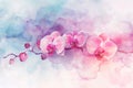 Elegant watercolor background featuring intricate orchid blooms, adding a touch of sophistication to luxury , Generative